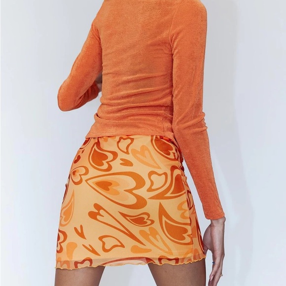 PRINCESS POLLY THEORDORE MINI SKIRT ORANGE HEARTS SIZE 4 NEW - Picture 10 of 10